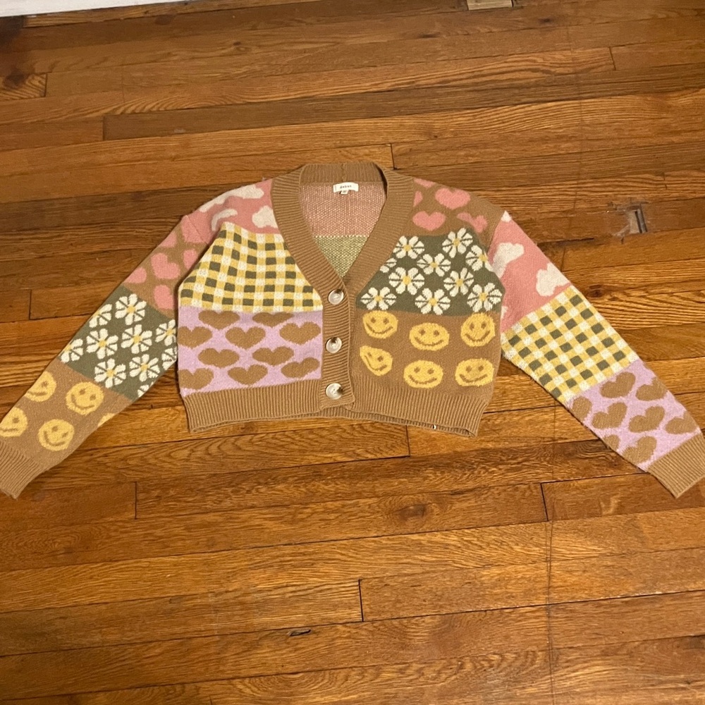 Debut Brown and Pink Patterned Women's Cardigan